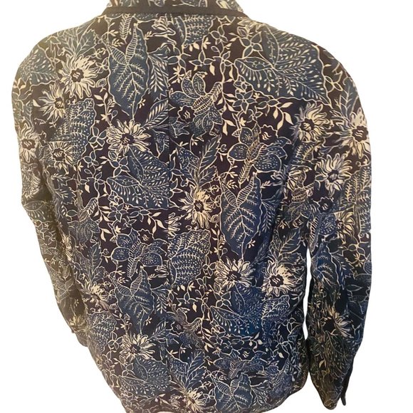 Eddie Bauer cotton and linen blue floral jacket size 8 - Picture 8 of 8